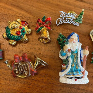 Lot of Christmas Season Brooches and Festive Pins